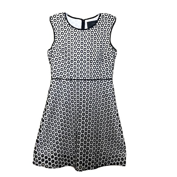J. Crew Fit & Flare Eyelet Sleeveless Dress Size 10 Business Casual Retro - Picture 2 of 9